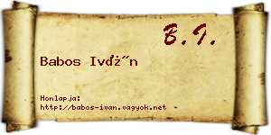 Babos Iván névjegykártya